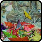 600 Paper Cranes And Buddah Photograph
