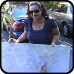 Pink, glittery landscape painting