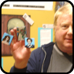 Kevin, with paintings on his fingies