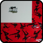A Package Covered In Red Tape With Black Ninjas